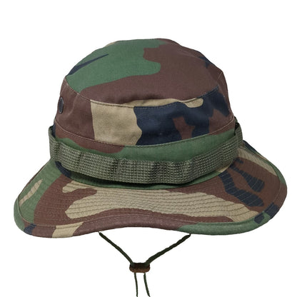 Propper Boonie Hat Green Brown 7 1/2 Camouflage Chin Strap Branch Loops Outdoor