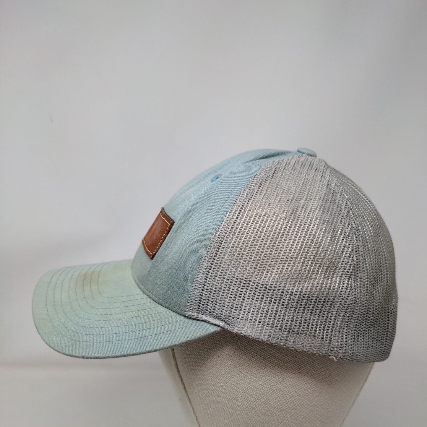 Smith Leather Patch Snapback Mesh Back Trucker Hat Blue M/L Colorblock