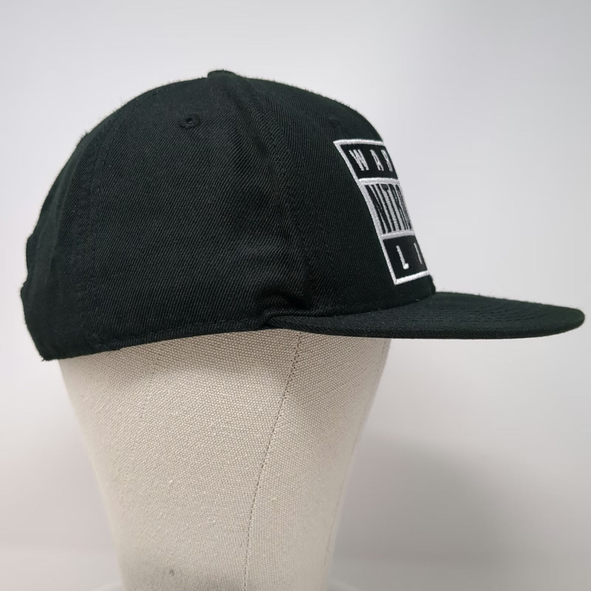 Nitro Circus Snapback Hat Black One Size Flat Brim Wool Blend Warning Logo
