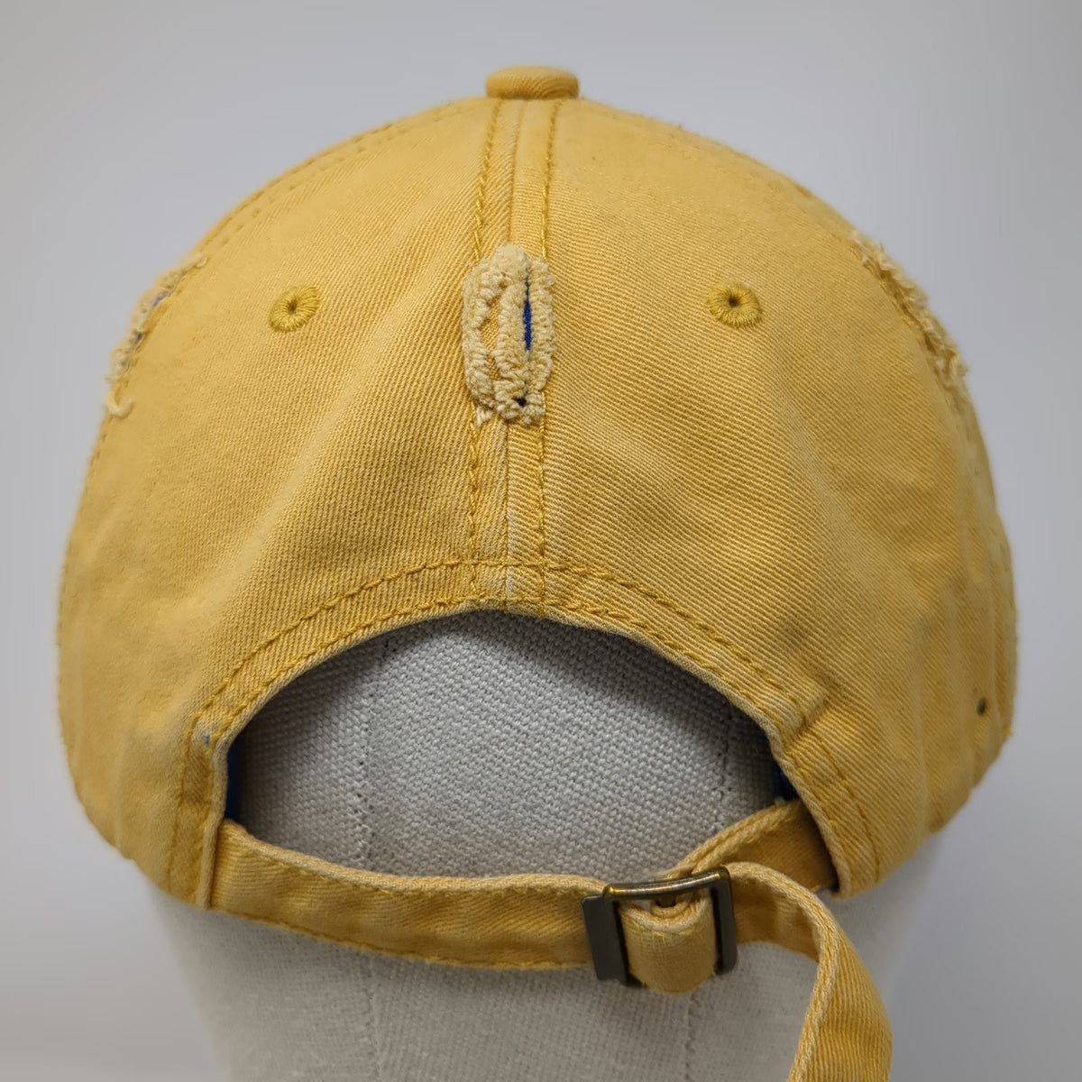 J HATS Baseball Cap Yellow One Size Distressed Depoe Bay Embroidered Slideback