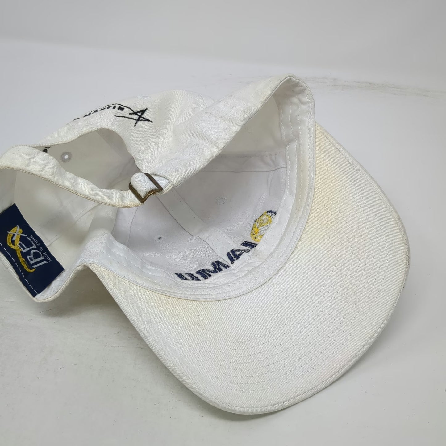 IBEX Baseball Cap White One Size Lockheed Martin IAMD Logo Cotton Slideback Hat