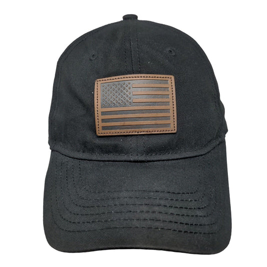 American Flag Strapback Hat Black One Size Adjustable Patriotic 6 Panel