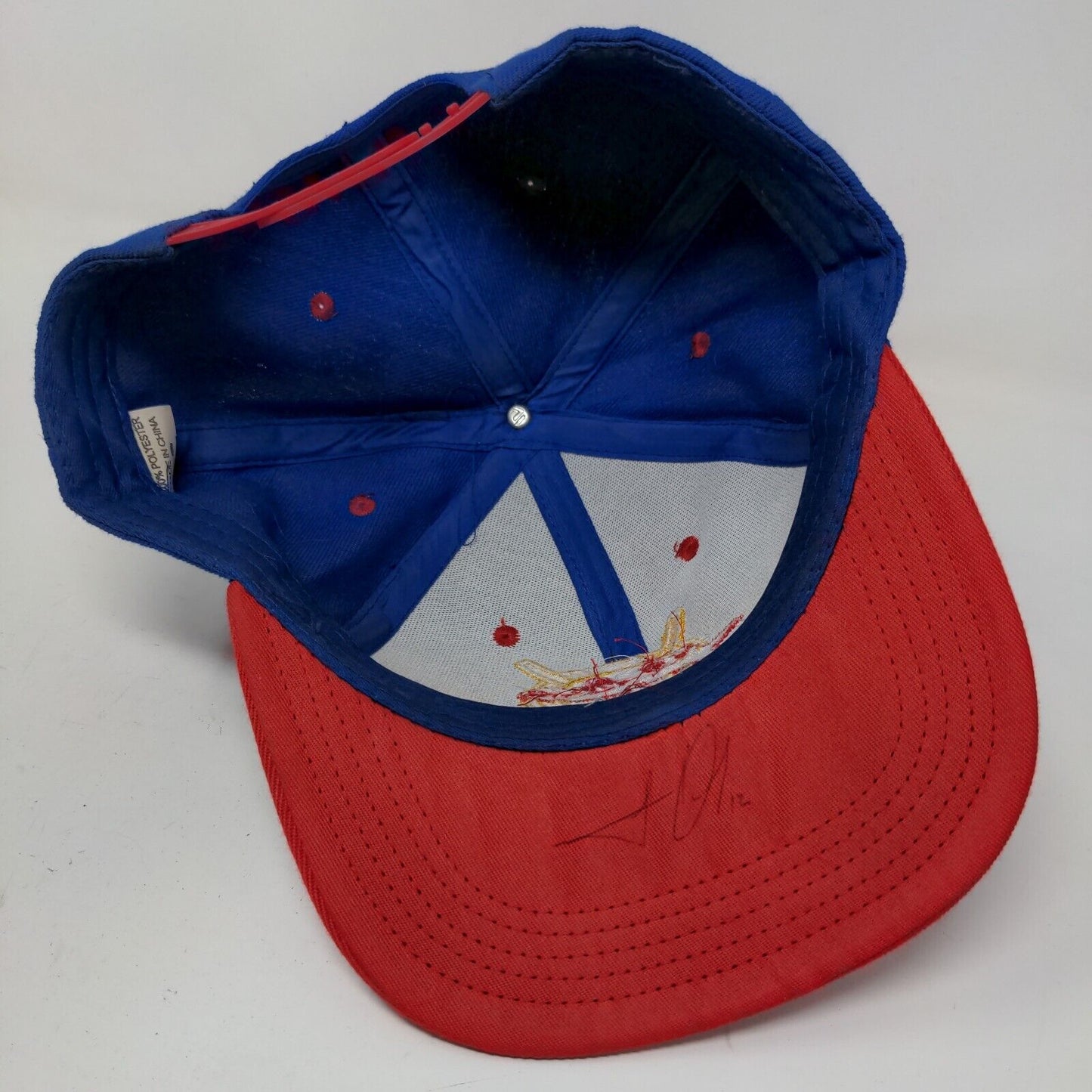 Unbranded Mens Snapback Hat Red Blue Adjustable Embroidered Ladac Logo Autograph