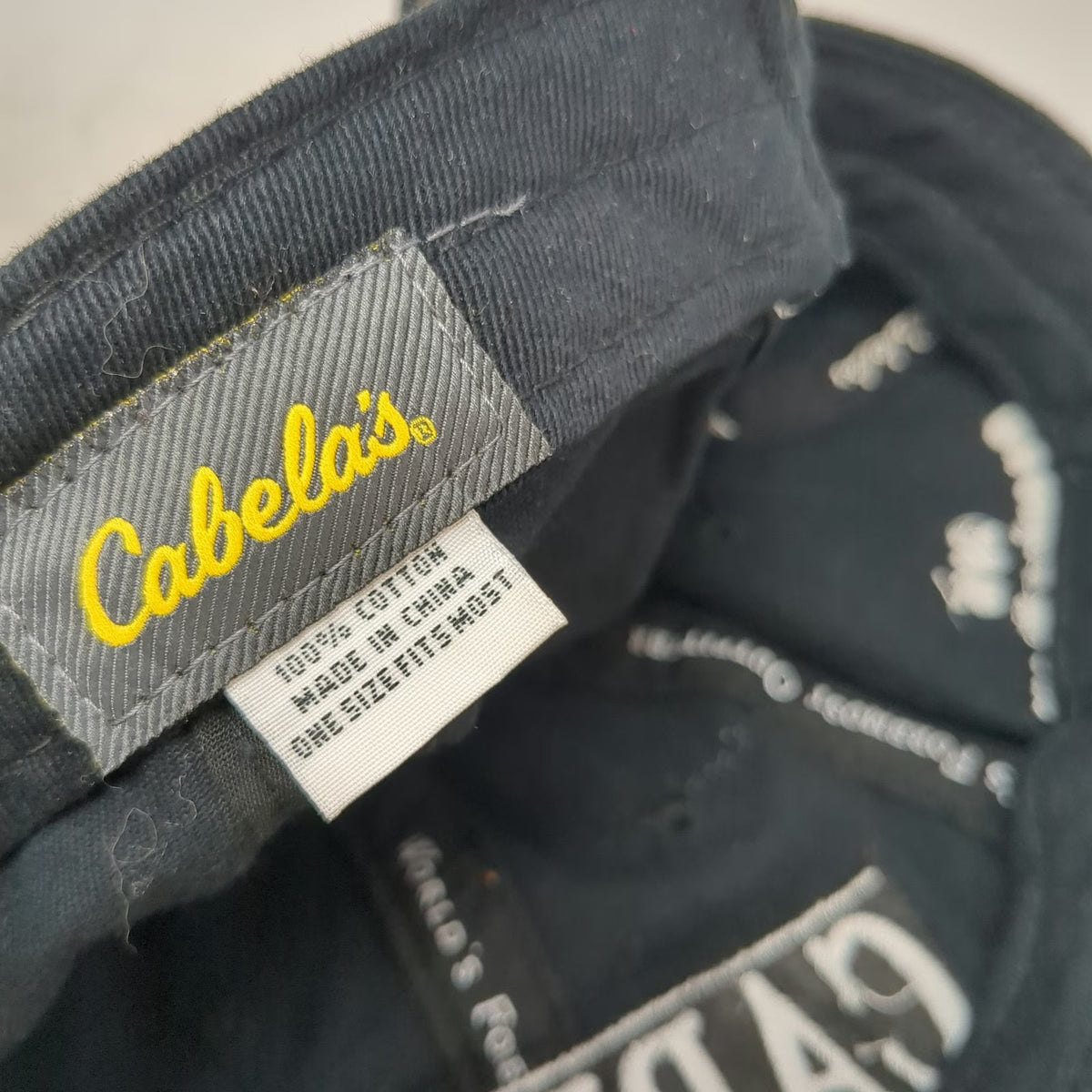 Cabela's Baseball Cap Black One Size Green Under Visor 2015 Opening Team ID hat