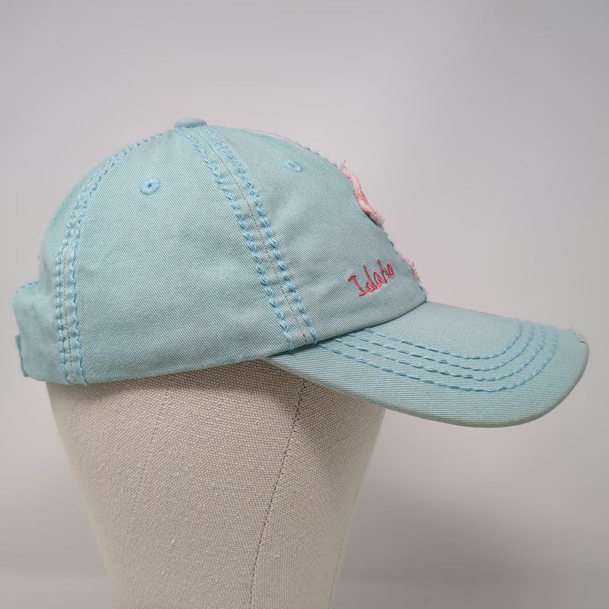 Robin Ruth Idaho Blue Baseball Cap One Size Bear Patch Distressed Strapback Hat
