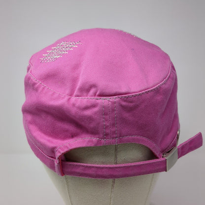 In Pink Cadet Army Cap Pink One Size Adjustable Embroidered Distressed Cotton