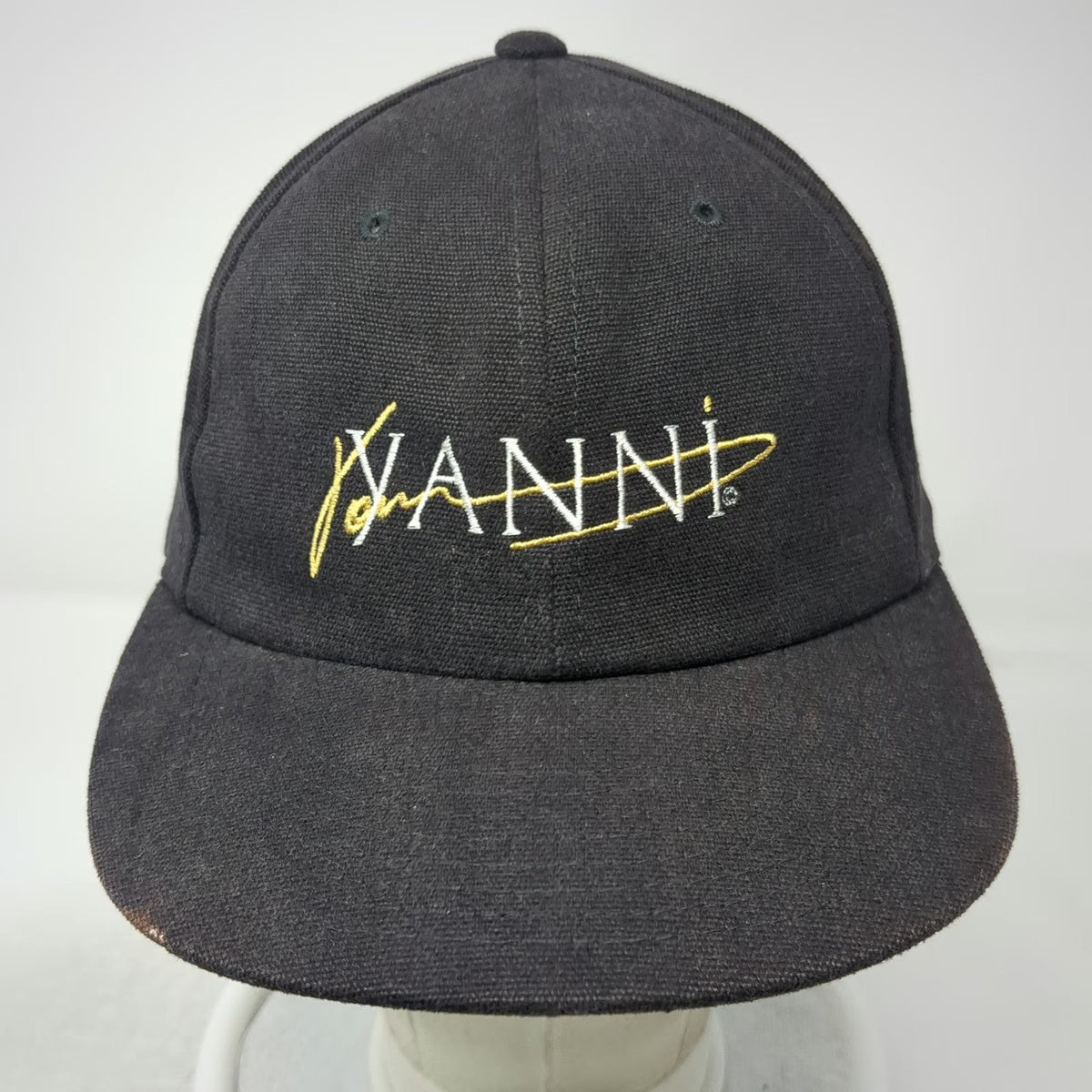 Yupoong Cap Gray World Tour Yanni Musician Concert Slideback Hat Vintage 90's