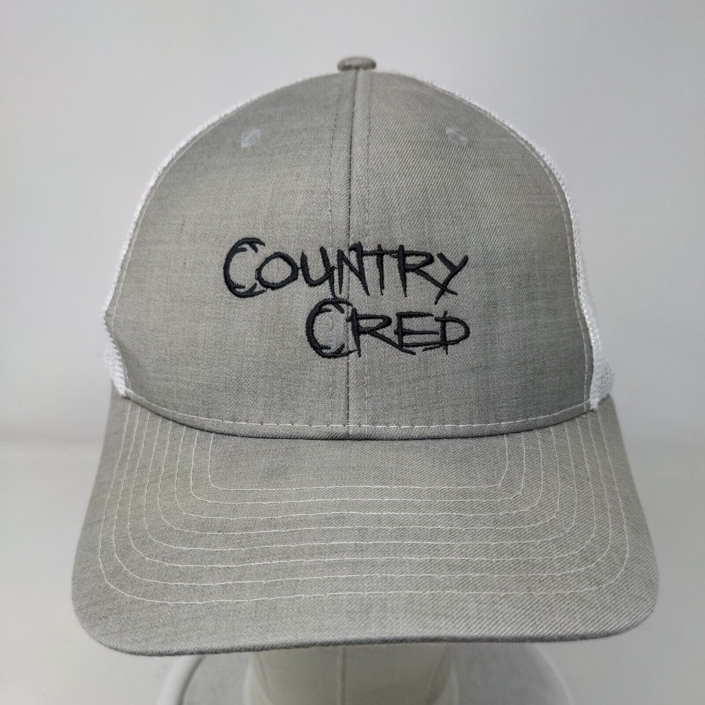 Country Cred Snapback Mesh Back Trucker Hat Gray OSFM Embroidered