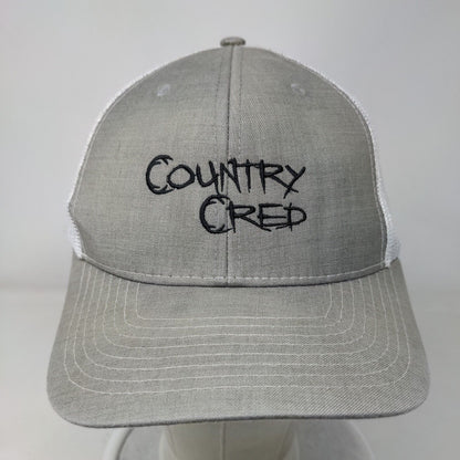 Country Cred Snapback Mesh Back Trucker Hat Gray OSFM Embroidered