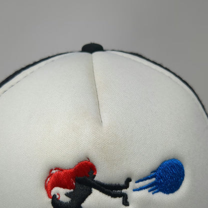 Trucker Hat Black White OSFM Street Fighter Hadouken Input Combo Graphic Mesh