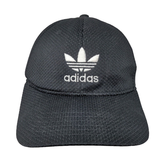 Adidas Fitted Hat Black S/M Breathable Embroidered Vented Holes A-Flex 6 Panel