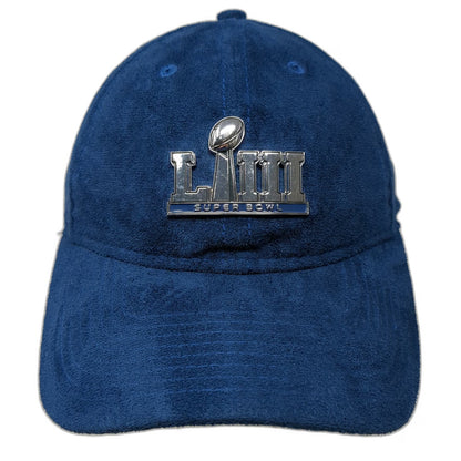 NFL Super Bowl LIII New Era Cap Blue One Size Suede Logo Hat Slideback 9TWENTY