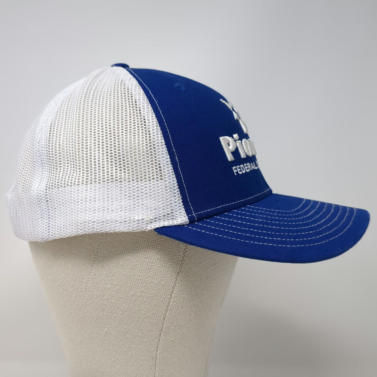 Richardson Trucker Hat Blue One Size Pioneer Federal Credit Union Mesh Snapback