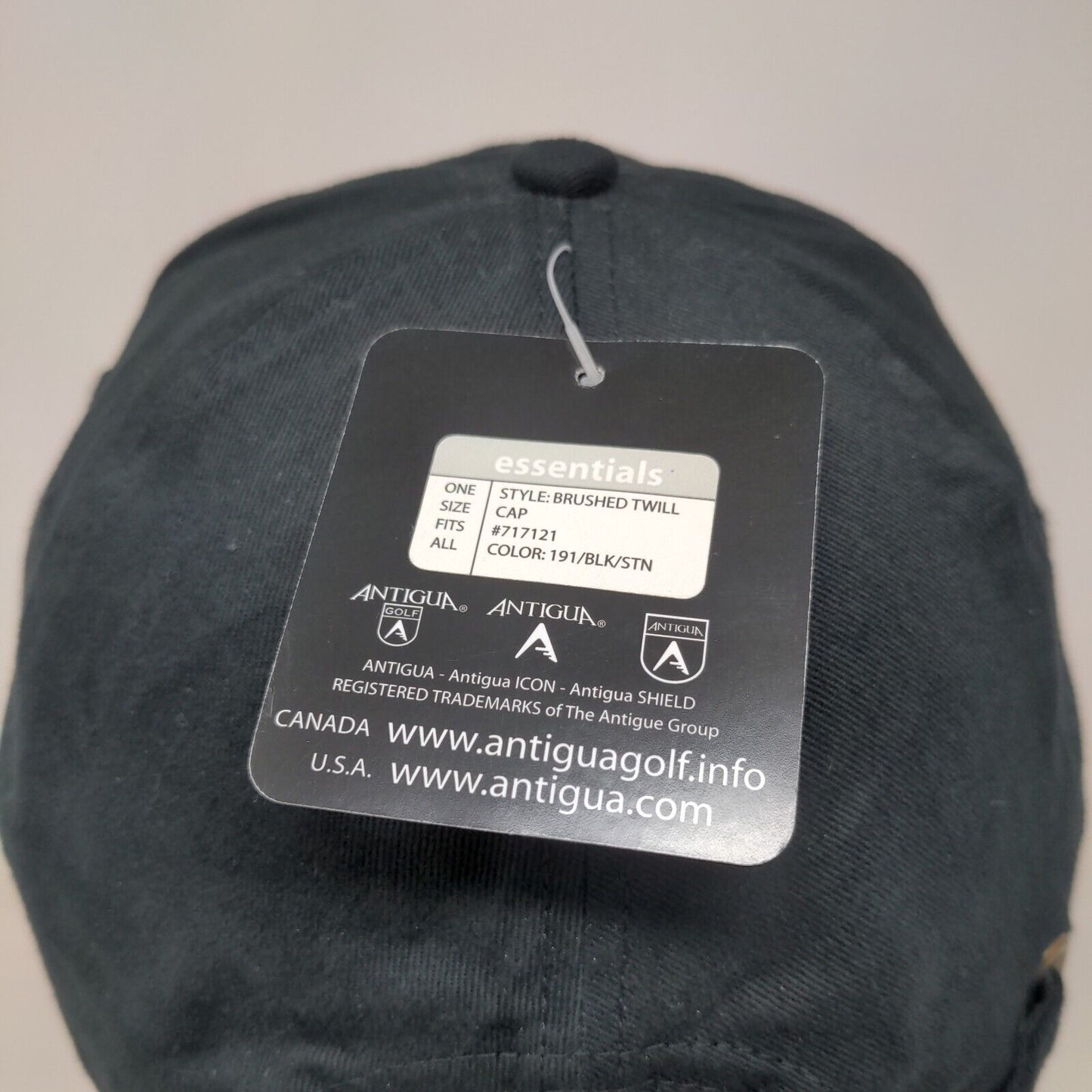 Antigua Slideback Hat OSFA Black Brushed Twill Embroidered Logo W/Tags