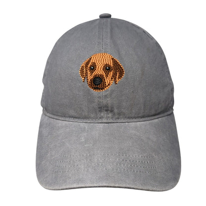 David And Young Slideback Hat Gray One Size Adjustable Embroidered Dog