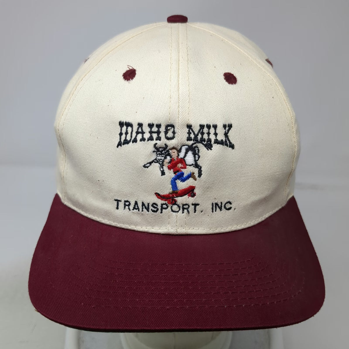 SB CAP Snapback Hat White Red One Size Idaho Milk Transport Inc Green Underbrim