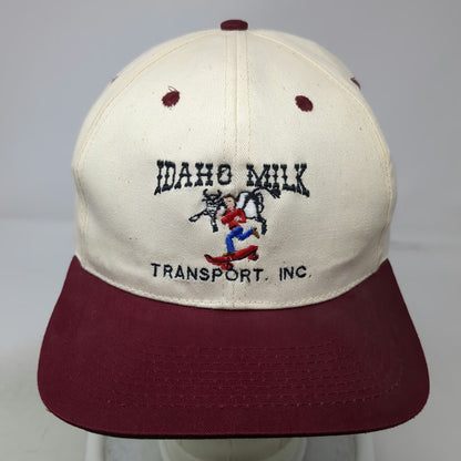 SB CAP Snapback Hat White Red One Size Idaho Milk Transport Inc Green Underbrim