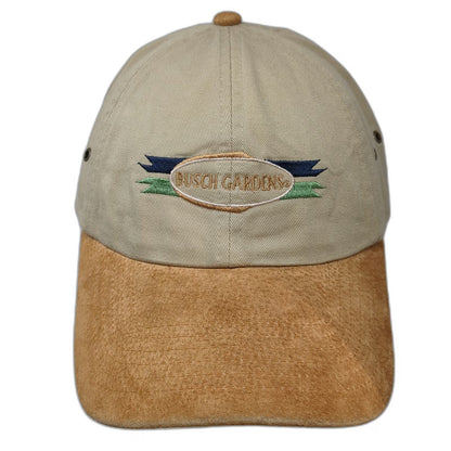 Royal Busch Gardens Baseball Cap Beige Brown One Size Suede Brim Strapback Hat