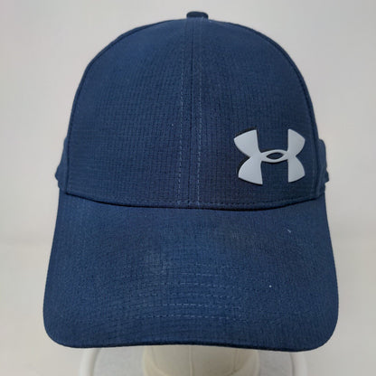 Under Armour Men's Fitted Hat Blue Size L/XL 3D Logo Spell Out Distressed