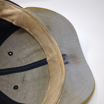 New Era Baseball Cap Black Gold 7 7/8 Wool Fitted Hat 5950 Pro Model USA Made