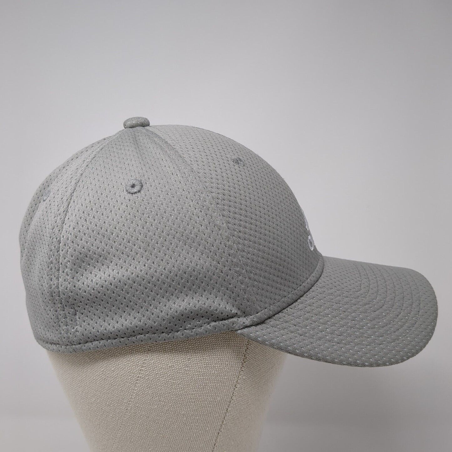 Adidas Fitted Hat Gray S/M Embroidered 3 Stripes 6 Panel Vent Holes