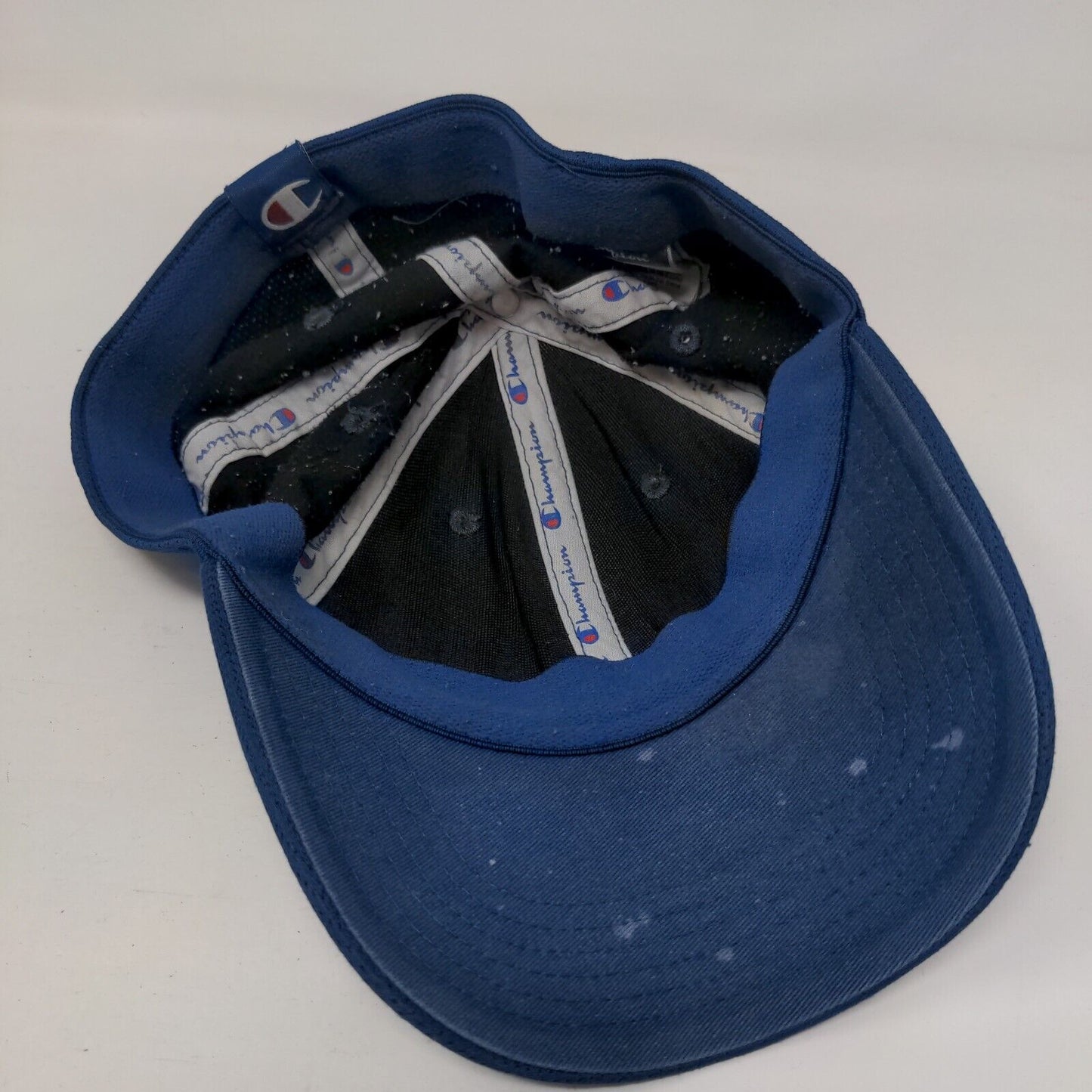 Champion Fitted Hat Blue L/XL Embroidered Solid 6 Panel Vent Holes