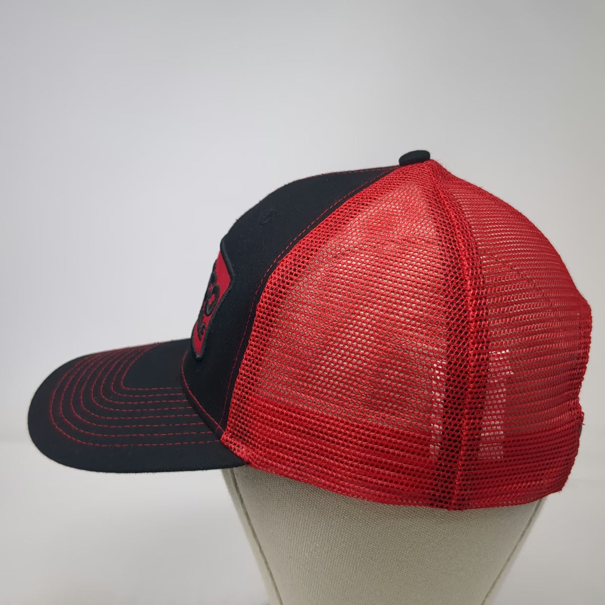 Bamko Trucker Hat Black Red One Size Costco Wholesale Mesh Snapback Patch