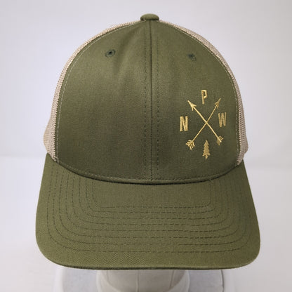 PNW Pacific Northwest Snapback Trucker Hat Green OS Mesh Back Pacific Headwear