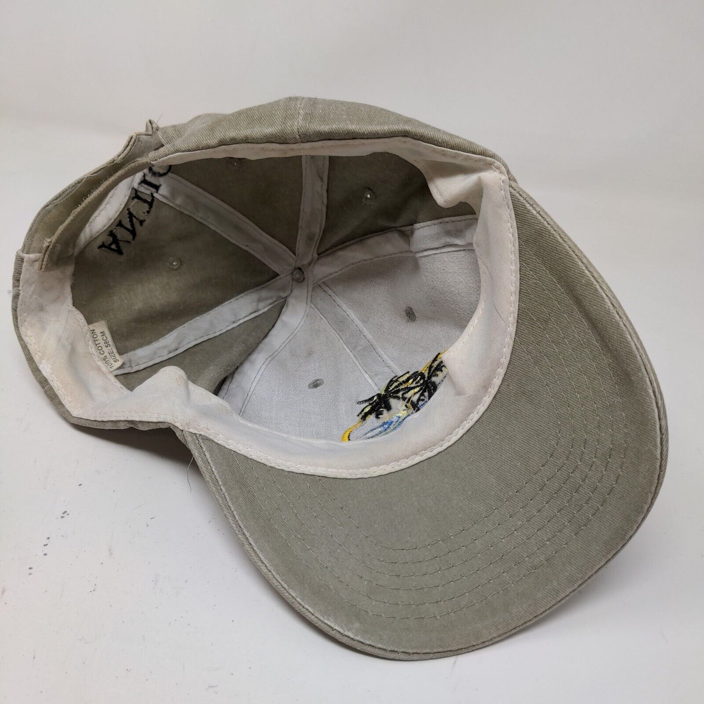 Antigua Men's Strapback Hat Beige Size 58CM Embroidered Beach Palm Tree Logo