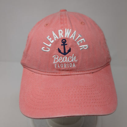 Clearwater Beach Florida Strapback Hat Pink One Size Adjustable 6 Panel