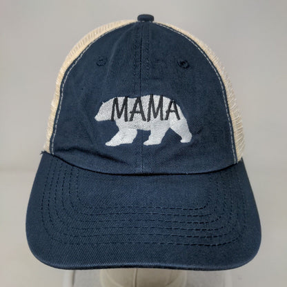 MAMA Strapback Trucker Hat Blue OSFM Adjustable Embroidered Mesh Back Ponyback