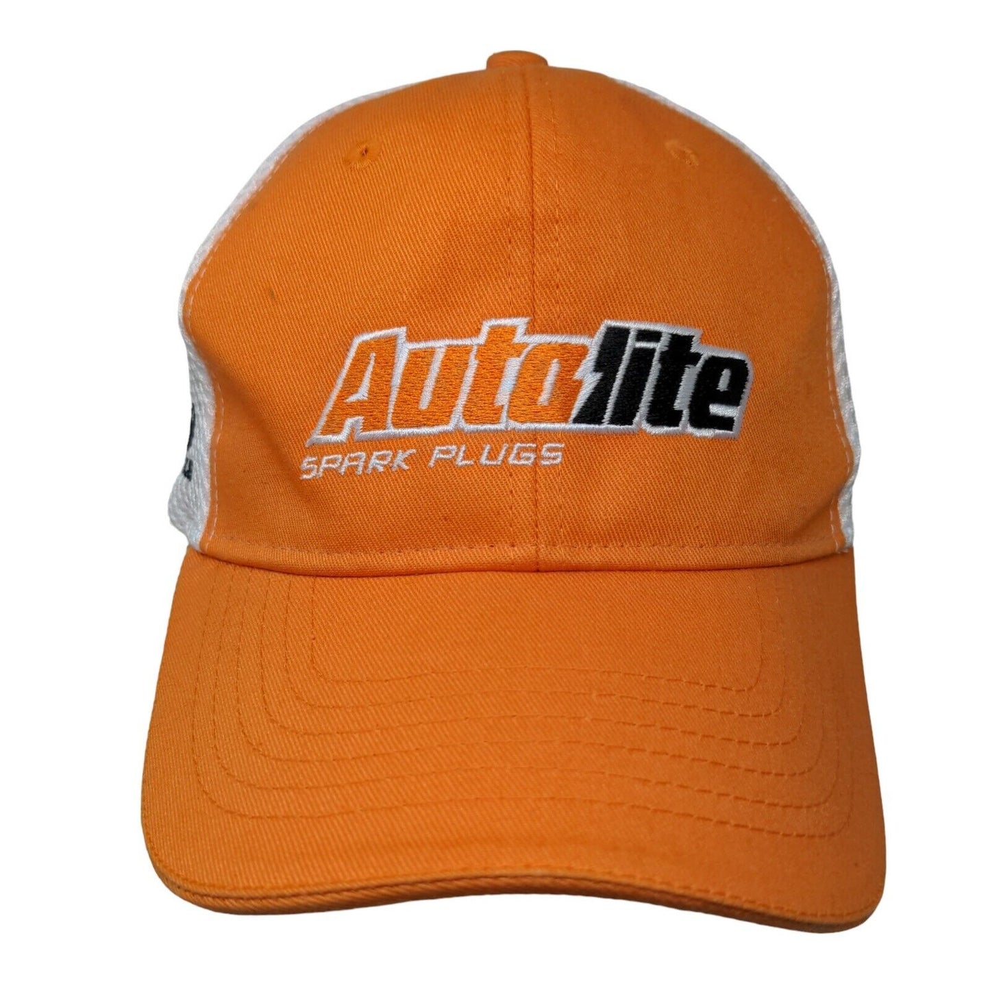 Autolite Fitted Mesh Back Hat Orange White Embroidered NASCAR Performance Logo