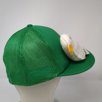 Green White Trucker Hat 3D Plush Bird Duck Chicken Novelty Foam Mesh Gag Vintage
