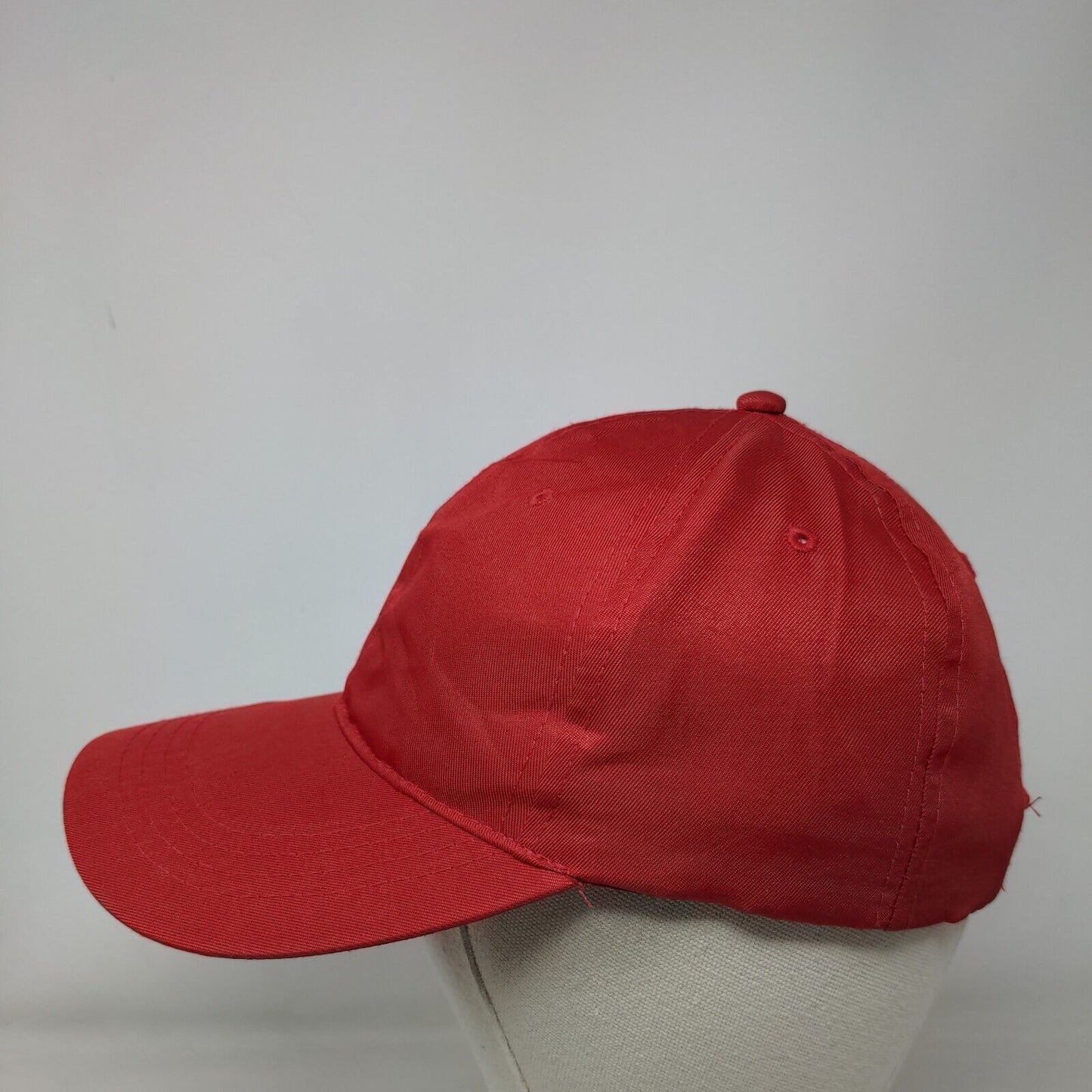 Unbranded Strapback Hat Red One Size Adjustable Vented Holes 6 Panel Blank