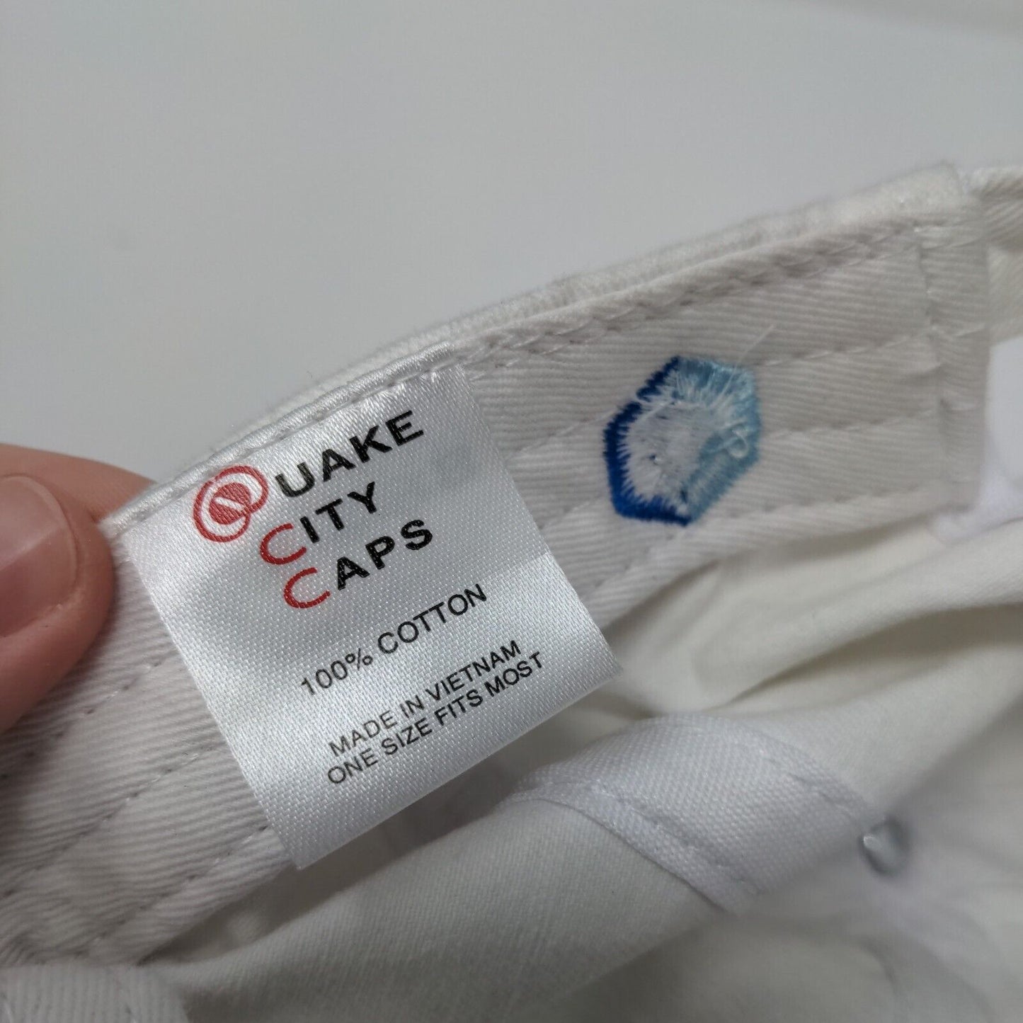 Stay Well Slideback Hat White OSFA Adjustable Embroidered Quake City Caps Cotton