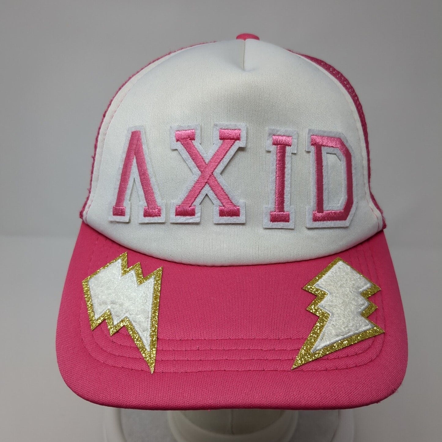 AXID Snapback Mesh Back Trucker Hat Pink One Size Adjustable Colorblock