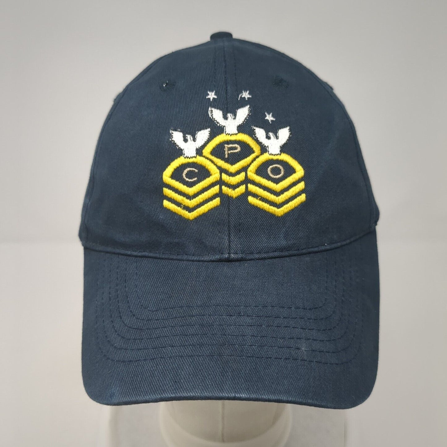 CPO Chevron Strapback Hat Blue OS Adjustable Embroidered 6 Panel Eagle Crest
