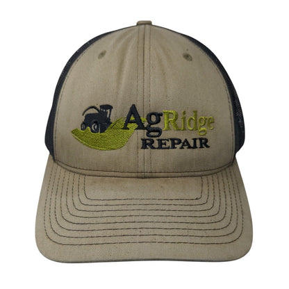 AgRidge Repair Snapback Trucker Hat Tan One Size Mesh Back Embroidered