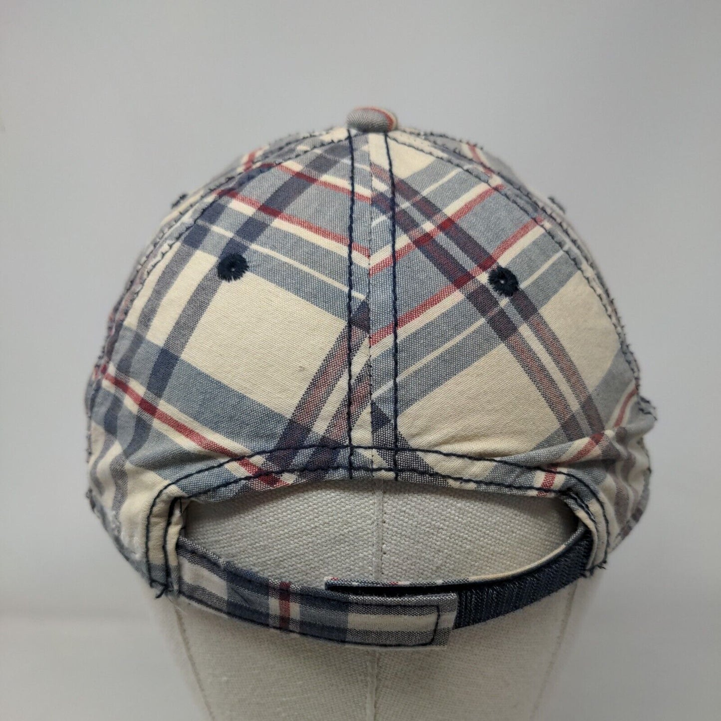 USA Strapback Hat Multicolor Size 4-7 Plaid Patriotic Embroidered 6 Panel