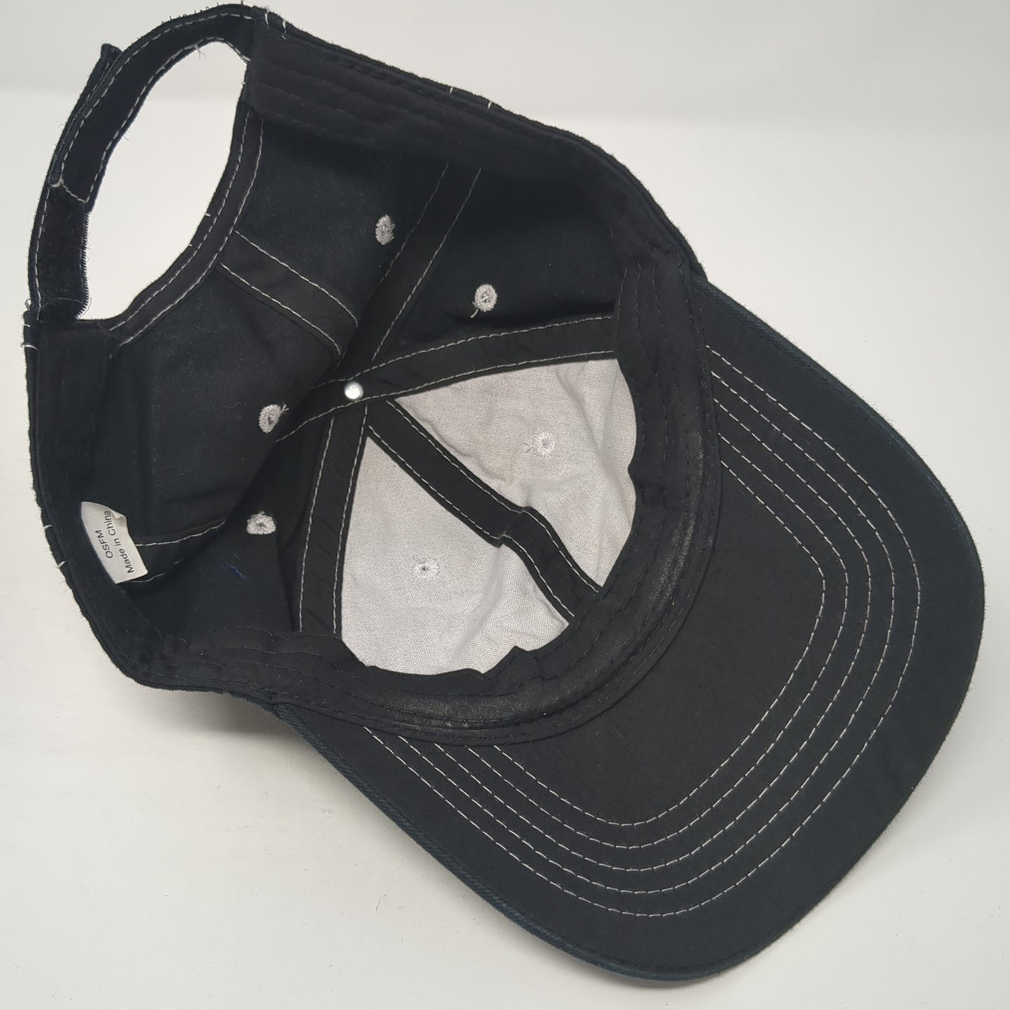 Unbranded Strapback Hat Solid Black 6 Panel Vent Holes Blank Adjustable