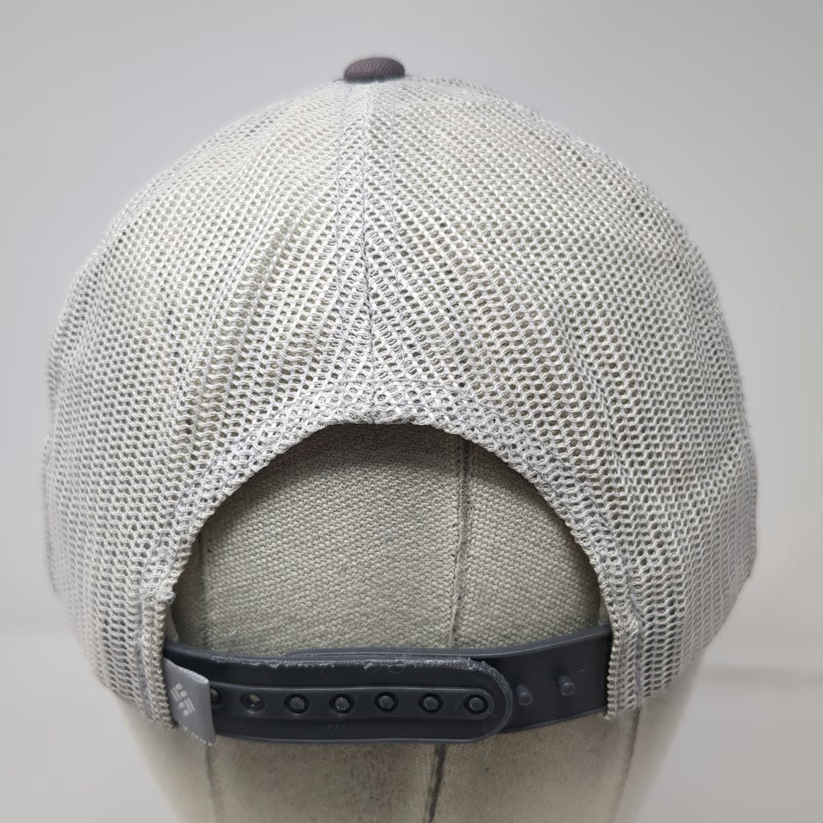 Columbia Trucker Hat Gray Orange White Striped One Size Mesh Back Snapback