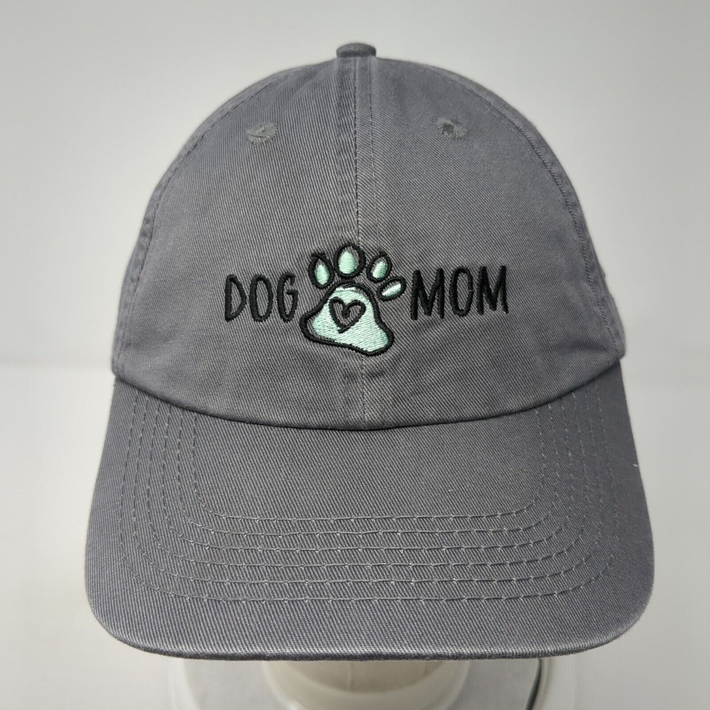 Dog Mom Paw Print Slideback Hat Gray One Size Adjustable Embroidered