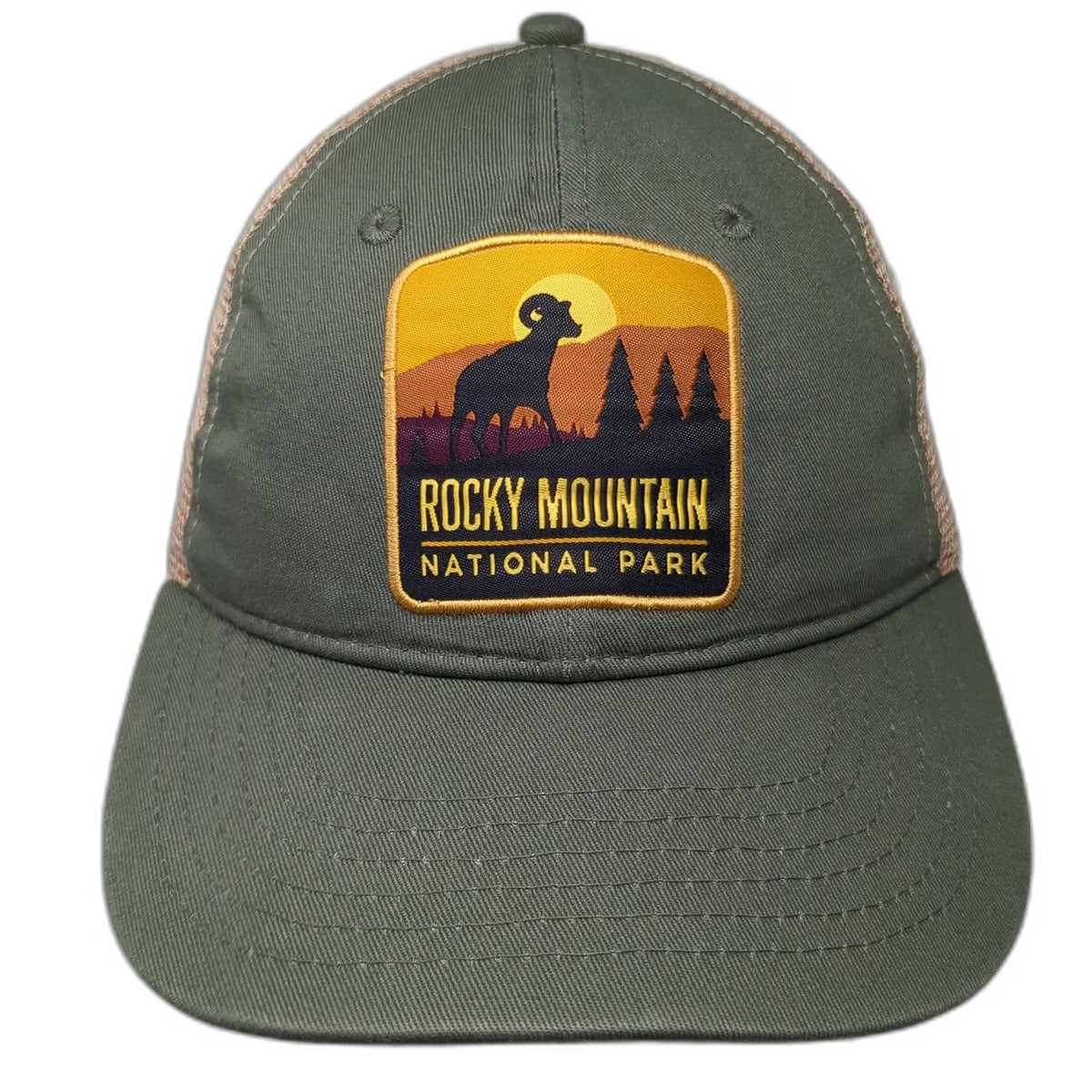H3 Headwear Rocky Mountain National Park Green Trucker Hat One Size Snapback