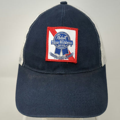 Pabst Blue Ribbon Beer Logo Patch Trucker Hat OSFM Snapback White Mesh Back PBR