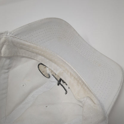 Saintnine Strapback Hat White One Size Adjustable Embroidered 6 Panel Cotton