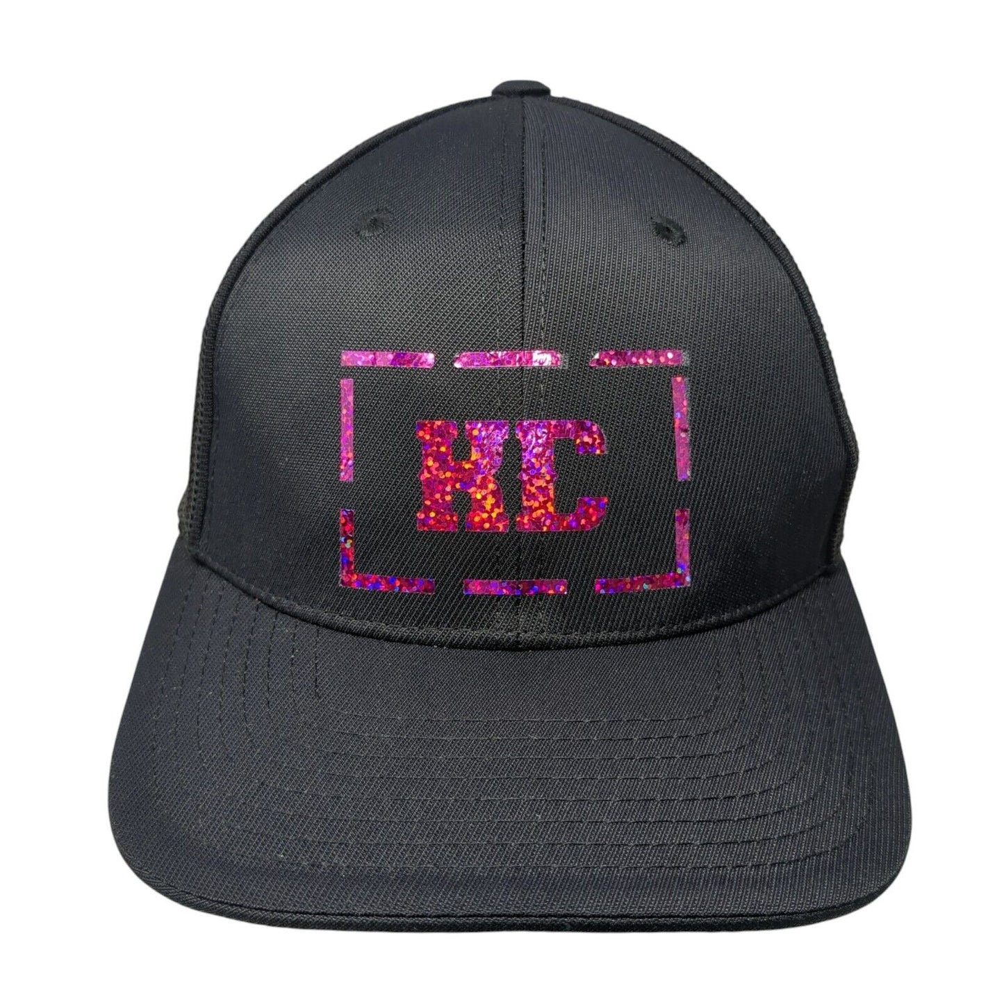 KC Fitted Trucker Hat Black 6 7/8-7 3/8 Pacflex Mesh Back Pacific Headwear