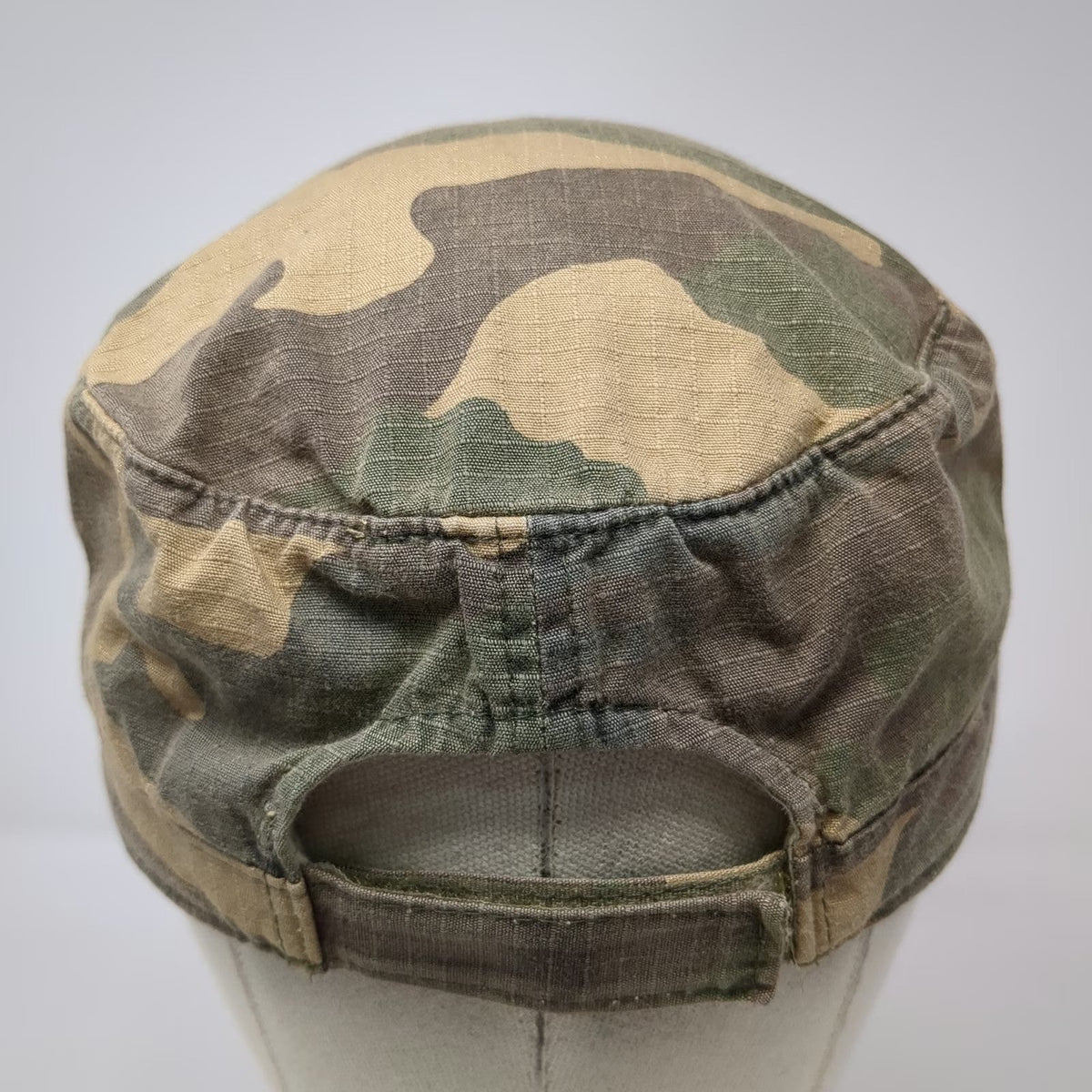 D&Y Army Cap Green Camo One Size Distressed Ripstop Side Pocket Strapback Hat