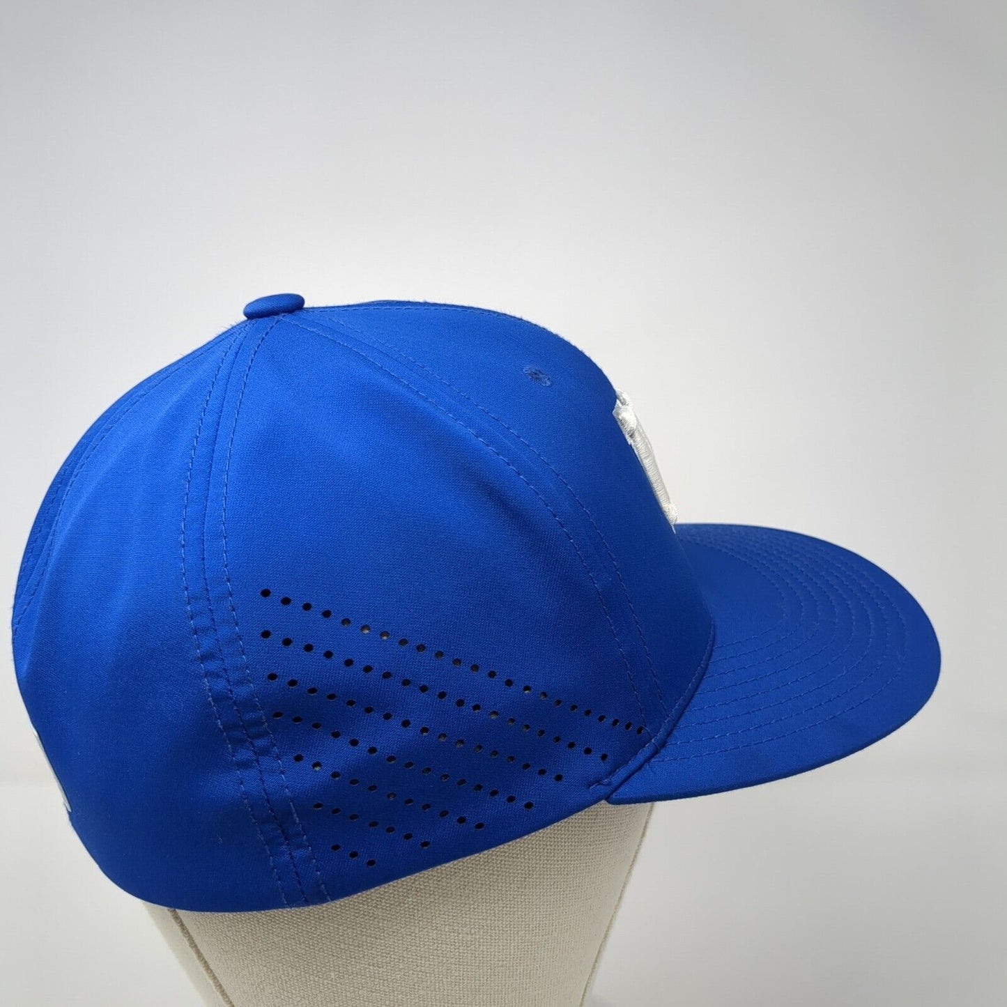 NB Fitted Hat Blue S/M Embroidered Solid Laser Cut Pacific Headwear