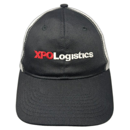XPO Logistics Trucker Hat Black White Red One Size Mesh Back Snapback Logo Brim