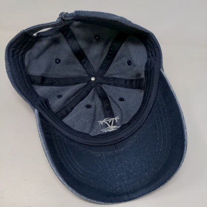 Palm Tree Slideback Hat Blue One Size Adjustable Embroidered Vented Holes